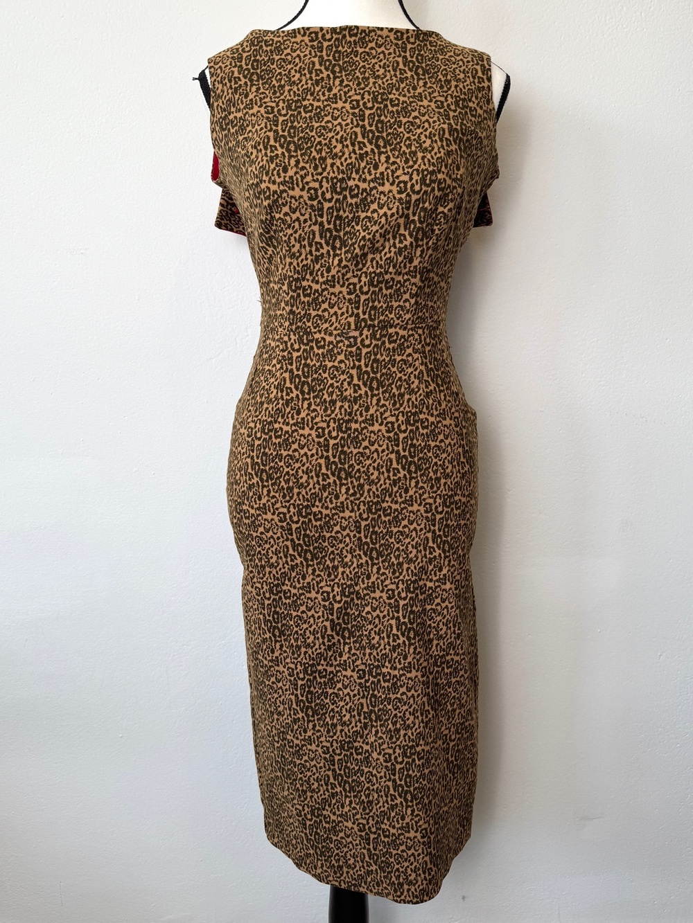 Bettie Page Leopard Print Wiggle Dress Pinup Women's Size Small